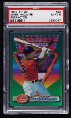 1993 Topps Finest - [Base] - Refractor #92 - Mark McGwire [PSA 9 MINT]