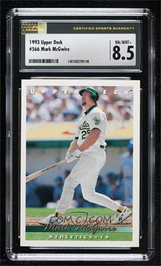 1993 Upper Deck - [Base] #566 - Mark McGwire [CSG 8.5 NM/Mint+]