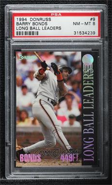 1994 Donruss - Long Ball Leaders #9 - Barry Bonds [PSA 8 NM‑MT]