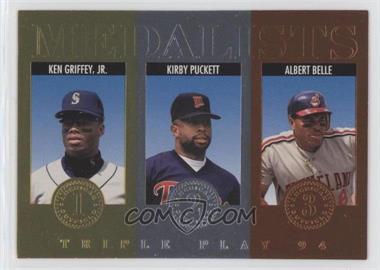 1994 Donruss Triple Play - Medalists #11 - Kirby Puckett, Albert Belle, Ken Griffey Jr.