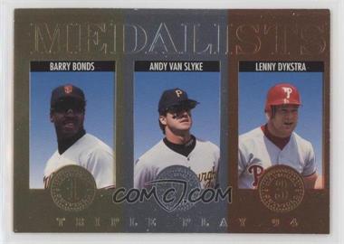 1994 Donruss Triple Play - Medalists #12 - Barry Bonds, Andy Van Slyke, Lenny Dykstra