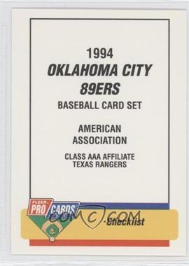 1994 Fleer ProCards Minor League - [Base] #1511 - Checklist - Oklahoma City 89ers