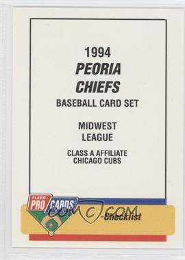 1994 Fleer ProCards Minor League - [Base] #2286 - Checklist - Peoria Chiefs