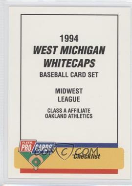 1994 Fleer ProCards Minor League - [Base] #2314 - Checklist - West Michigan Whitecaps