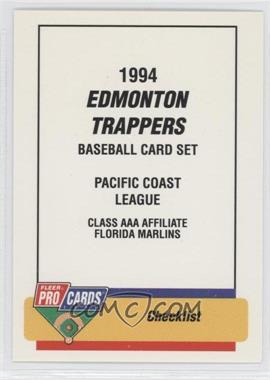 1994 Fleer ProCards Minor League - [Base] #2893 - Checklist - Edmonton Trappers