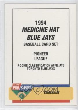 1994 Fleer ProCards Minor League - [Base] #3700.2 - Checklist - Medicine Hat Blue Jays