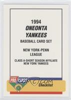 Checklist - Oneonta Yankees Team