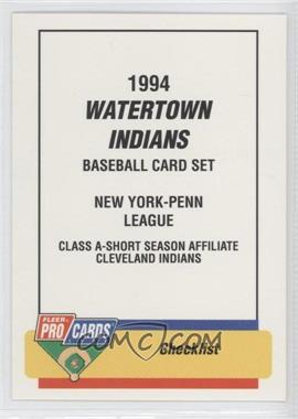 1994 Fleer ProCards Minor League - [Base] #3955 - Checklist - Watertown Indians Team