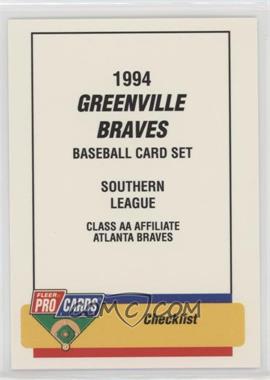 1994 Fleer ProCards Minor League - [Base] #432 - Checklist - Greenville Braves