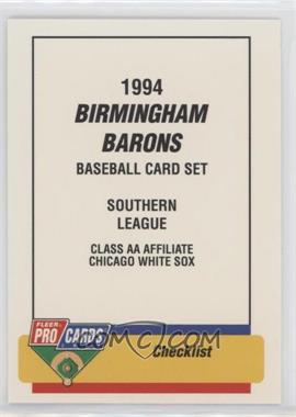 1994 Fleer ProCards Minor League - [Base] #641 - Checklist - Birmingham Barons