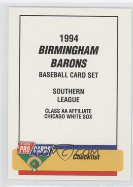 1994 Fleer ProCards Minor League - [Base] #641 - Checklist - Birmingham Barons