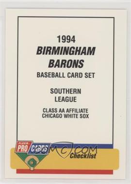 1994 Fleer ProCards Minor League - [Base] #641 - Checklist - Birmingham Barons