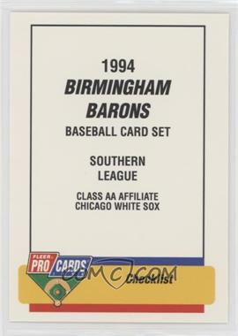 1994 Fleer ProCards Minor League - [Base] #641 - Checklist - Birmingham Barons