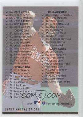 1994 Fleer Ultra - [Base] #298 - Checklist