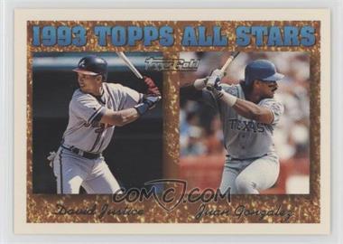 1994 Topps - [Base] - Gold #389 - 1993 Topps All Stars - David Justice, Juan Gonzalez