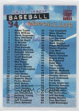 1994 Topps Stadium Club - [Base] #269.1 - Checklist - Cards 1-135 (Blue)