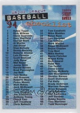 1994 Topps Stadium Club - [Base] #269.1 - Checklist - Cards 1-135 (Blue)