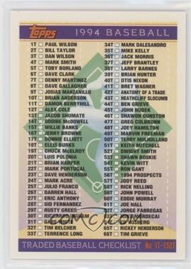 1994 Topps Traded - Box Set [Base] #132 - Checklist - Cards 1T-132T