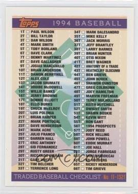 1994 Topps Traded - Box Set [Base] #132 - Checklist - Cards 1T-132T