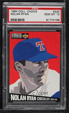 1994 Upper Deck Collector's Choice - [Base] #320 - Checklist - Nolan Ryan [PSA 10 GEM MT]