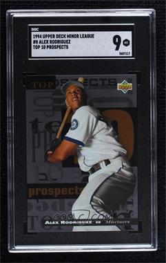 1994 Upper Deck Minor League Baseball - Top 10 Prospects #8 - Alex Rodriguez [SGC 9 MINT]