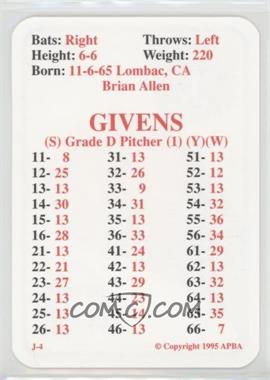 1995 APBA Baseball 1994 Season - [Base] #_BRGI - Brian Givens