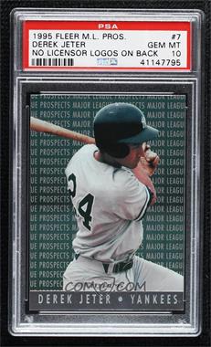 1995 Fleer - Major League Prospects #7.2 - Derek Jeter (No Logos on Back) [PSA 10 GEM MT]