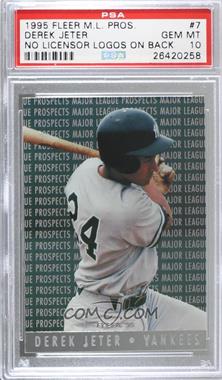 1995 Fleer - Major League Prospects #7.2 - Derek Jeter (No Logos on Back) [PSA 10 GEM MT]