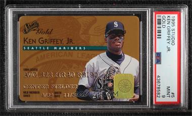 1995 Studio - [Base] - Gold Plastic Stock #5 - Ken Griffey Jr. [PSA 9 MINT]