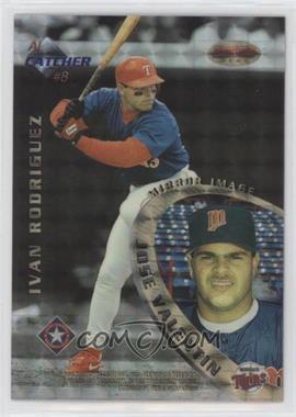 1996 Bowman's Best - Mirror Image - Atomic Refractor #8 - Ivan Rodriguez, Jose Valentin, Mike Piazza, Ben Davis