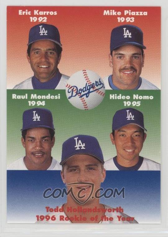 1996 Los Angeles Dodgers ROY Team Issue - [Base] #KPMNH - Eric Karros, Mike  Piazza, Raul Mondesi, Hideo Nomo, Todd Hollandsworth