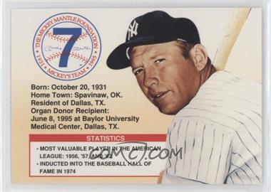 1996 Mickey Mantle Foundation Donor Card - [Base] #_MIMA.1 - Mickey Mantle (Small Print on Back)