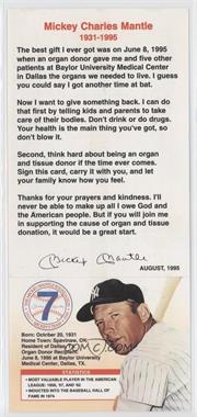 1996 Mickey Mantle Foundation Donor Card - [Base] #_MIMA.2 - Mickey Mantle (Join Mickey's Team on One Line) [Noted]
