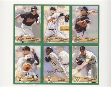 1996 Panini Fleer Album Stickers - [Base] - Block of Six #129-130/132/69/71-72 - Rafael Palmeiro, Ben McDonald, Chris Hoiles, Carlos Garcia, Al Martin, Denny Neagle [Noted]