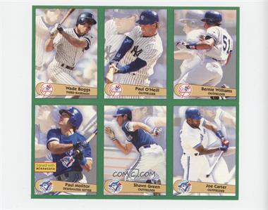 1996 Panini Fleer Album Stickers - [Base] - Block of Six #1530154/156/160-162 - Wade Boggs, Paul O'Neill, Bernie Williams, Paul Molitor, Shawn Green, Joe Carter