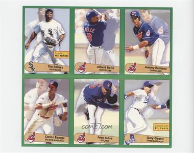 1996 Panini Fleer Album Stickers - [Base] - Block of Six #174-176/181-183 - Tim Raines, Albert Belle, Manny Ramirez, Carlos Baerga, Jose Mesa, Gary Gaetti