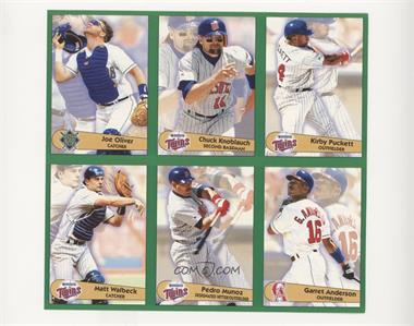 1996 Panini Fleer Album Stickers - [Base] - Block of Six #198-22/205-207 - Joe Oliver, Chuck Knoblauch, Kirby Puckett, Matt Walbeck, Pedro Munoz, Garret Anderson [Noted]