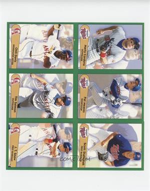 1996 Panini Fleer Album Stickers - [Base] - Block of Six #201-202/204/208-210 - Marty Cordova, Pat Meares, Scott Stahoviak, Chili Davis, Tim Salmon, J.T. Snow