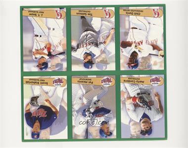 1996 Panini Fleer Album Stickers - [Base] - Block of Six #201-202/204/208-210 - Marty Cordova, Pat Meares, Scott Stahoviak, Chili Davis, Tim Salmon, J.T. Snow [Noted]