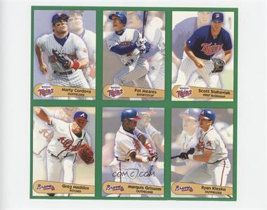 1996 Panini Fleer Album Stickers - [Base] - Block of Six #201-202/204/208-210 - Marty Cordova, Pat Meares, Scott Stahoviak, Chili Davis, Tim Salmon, J.T. Snow