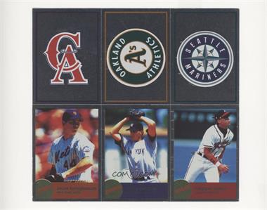 1996 Panini Fleer Album Stickers - [Base] - Block of Six #211/219/227/241-243 - California Angels, Oakland Athletics, Seattle Mariners, Jason Isringhausen, Andy Pettitte, Chipper Jones [Noted]