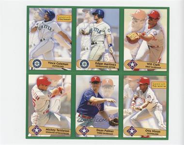 1996 Panini Fleer Album Stickers - [Base] - Block of Six #229-231/236-238 - Vince Coleman, Edgar Martinez, Will Clark, Mickey Tettleton, Dean Palmer, Otis Nixon