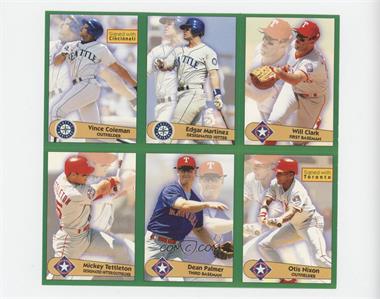 1996 Panini Fleer Album Stickers - [Base] - Block of Six #229-231/236-238 - Vince Coleman, Edgar Martinez, Will Clark, Mickey Tettleton, Dean Palmer, Otis Nixon