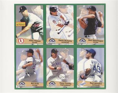 1996 Panini Fleer Album Stickers - [Base] - Block of Six #80-82/87-89 - Allen Watson, Dante Bichette, Bret Saberhagen, Bill Swift, Vinny Castilla, Raul Mondesi [Noted]