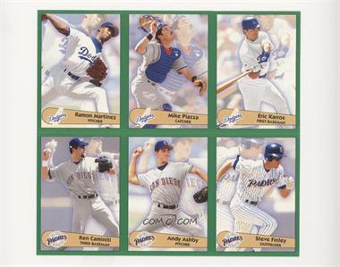 1996 Panini Fleer Album Stickers - [Base] - Block of Six #94-96/100/102-103 - Ramon Martinez, Mike Piazza, Eric Karros, Ken Caminiti, Andy Ashby, Steve Finley [Noted]