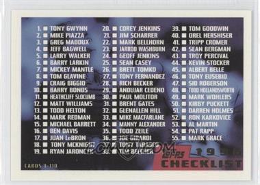 1996 Topps - [Base] #110 - Checklist - Cards 1-110