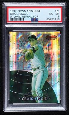 1997 Bowman's Best - [Base] - Atomic Refractor #71 - Craig Biggio [PSA 6 EX‑MT]