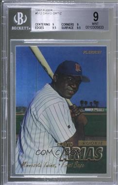 1997 Fleer - [Base] #512 - David Arias (David Ortiz) [BGS 9 MINT]