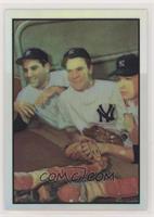 Hank Bauer, Yogi Berra, Mickey Mantle (1953 Bowman Color)