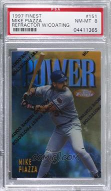 1997 Topps Finest - [Base] - Refractor #151 - Rare - Gold - Mike Piazza [PSA 8 NM‑MT]